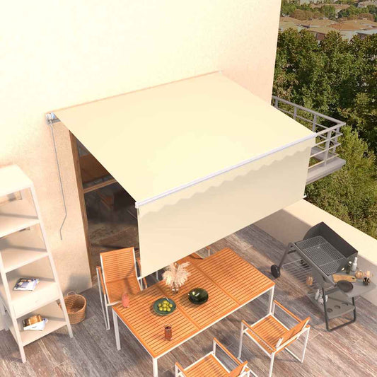 Markise Manuell Einziehbar mit Rollo 3x2,5 m Creme