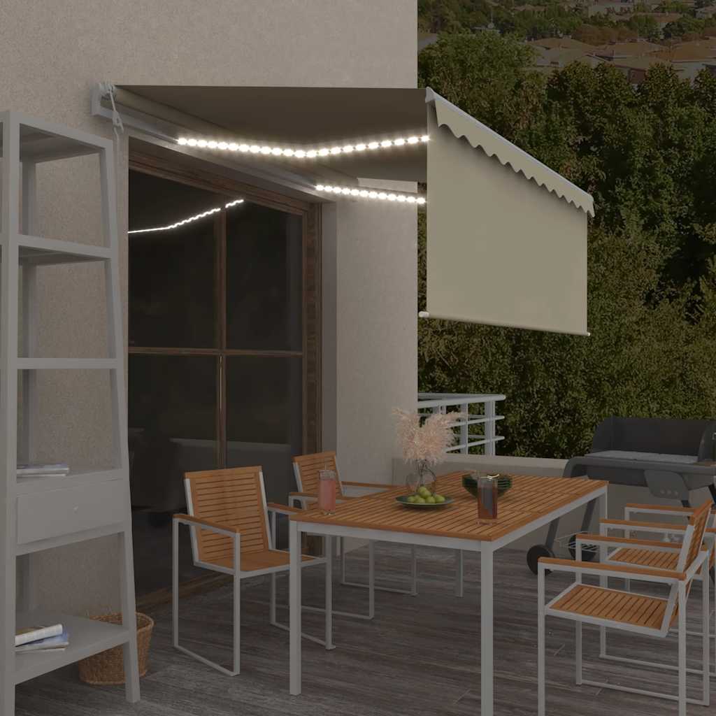 Markise Automatisch mit Rollo LED Windsensor 3x2,5 m Creme