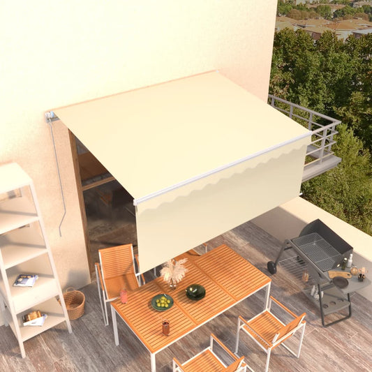 Markise Manuell Einziehbar mit Rollo 3,5x2,5 m Creme