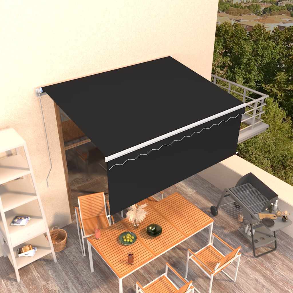 Markise Manuell Einziehbar mit Rollo 3,5x2,5 m Anthrazit