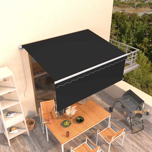 Markise Manuell Einziehbar mit Rollo 3,5x2,5 m Anthrazit