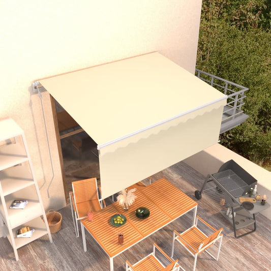 Markise Automatisch Einziehbar mit Volant 3,5x2,5 m Creme