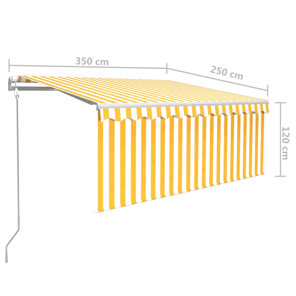 Markise Automatisch Einziehbar mit Volant 3,5x2,5 m Gelb & Weiß