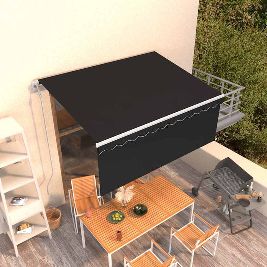 Markise Automatisch Einziehbar mit Volant 3,5x2,5 m Anthrazit