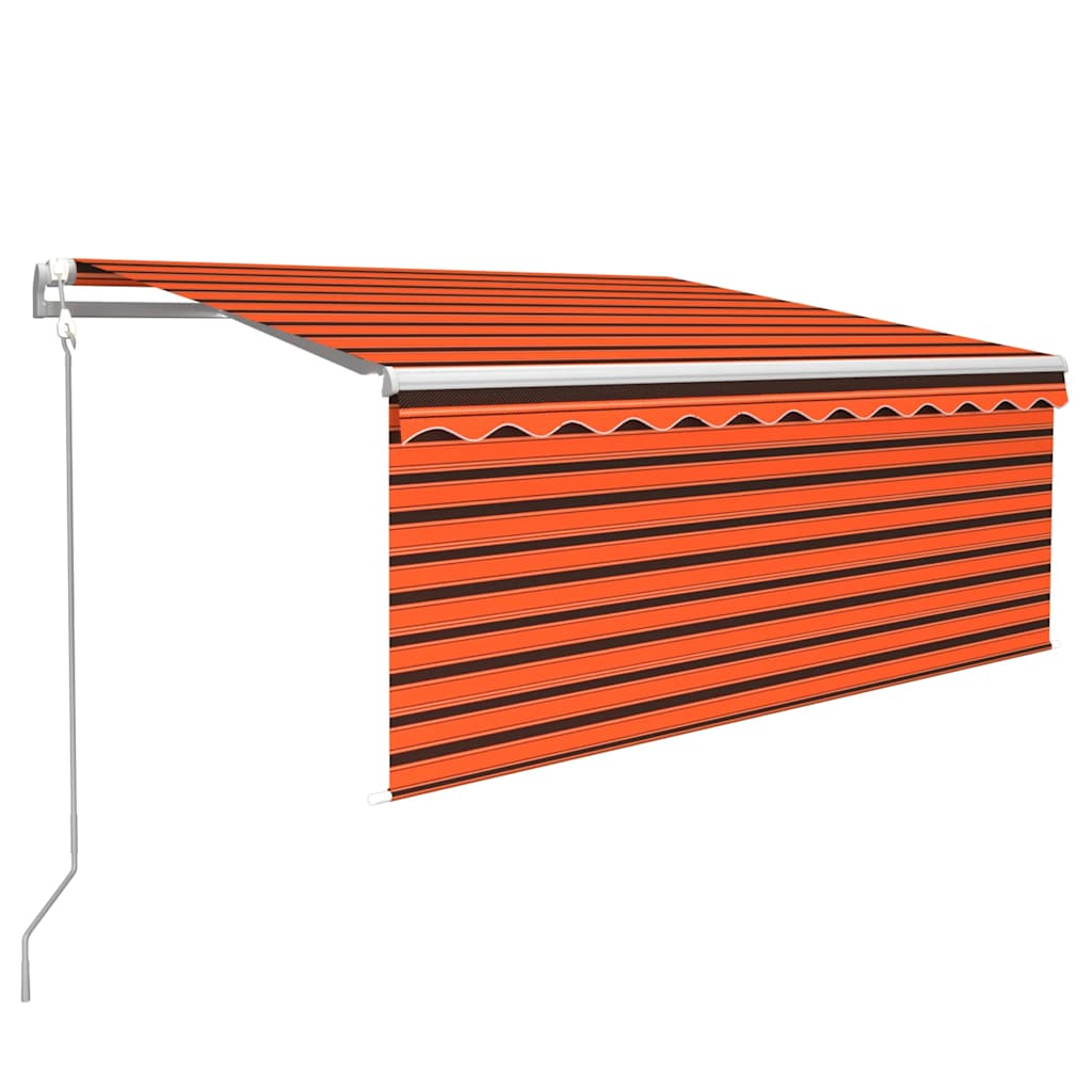 Markise Automatisch Einziehbar mit Volant 3,5x2,5m Orange Braun