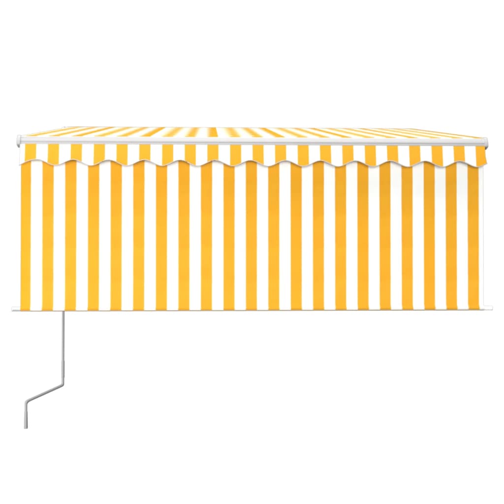 Markise Automatisch mit Rollo LED Windsensor 3,5x2,5m Gelb Weiß