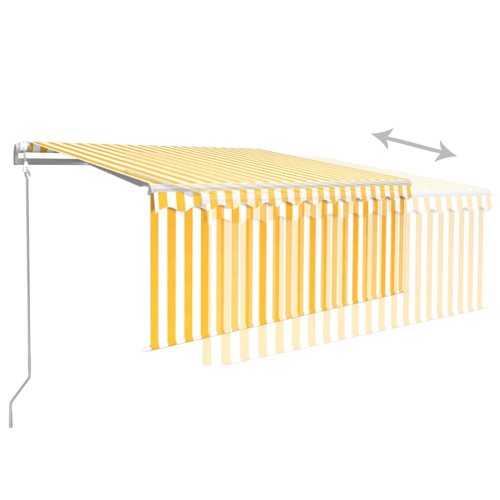 Markise Automatisch mit Rollo LED Windsensor 3,5x2,5m Gelb Weiß