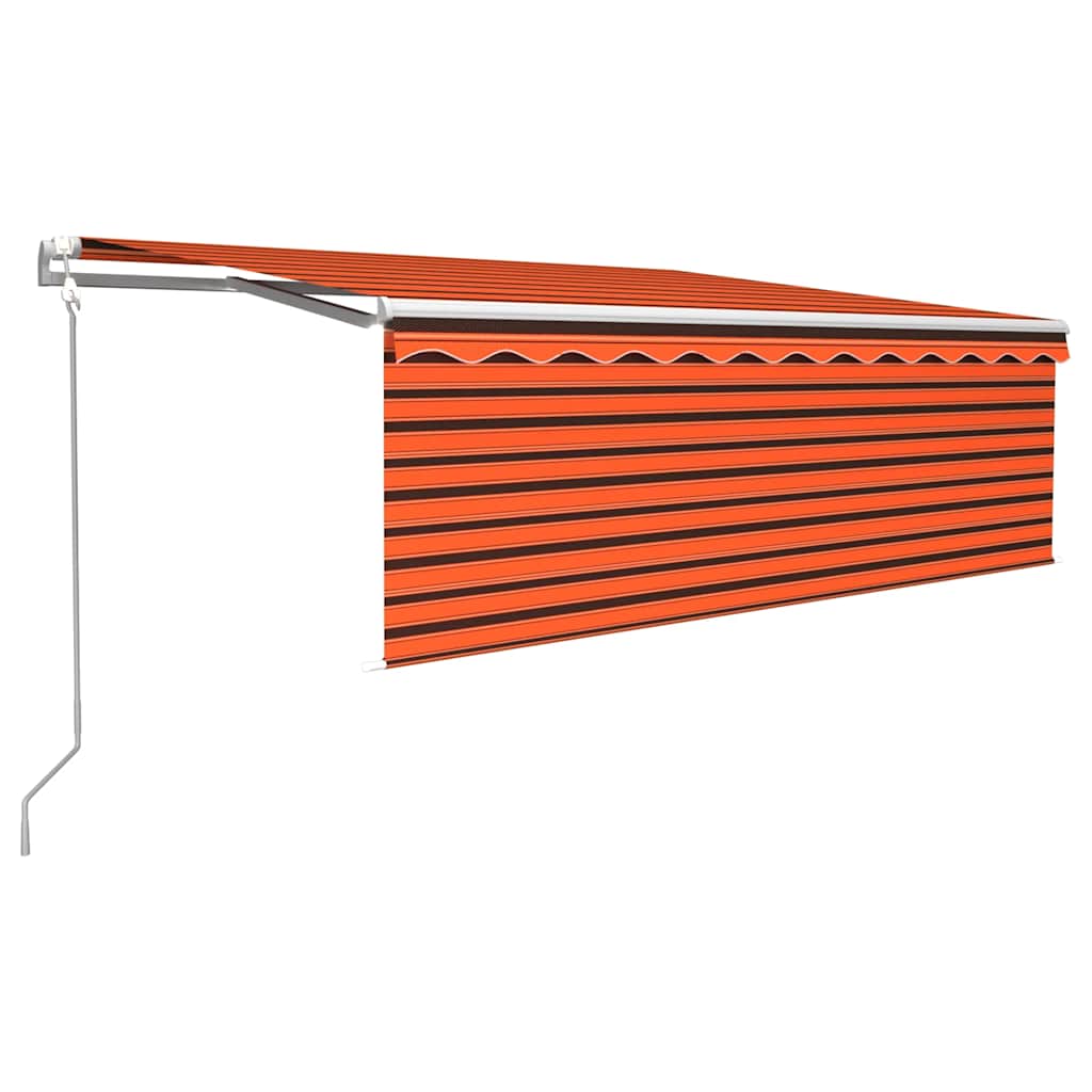Markise Automatisch Einziehbar mit Volant 4x3m Orange und Braun