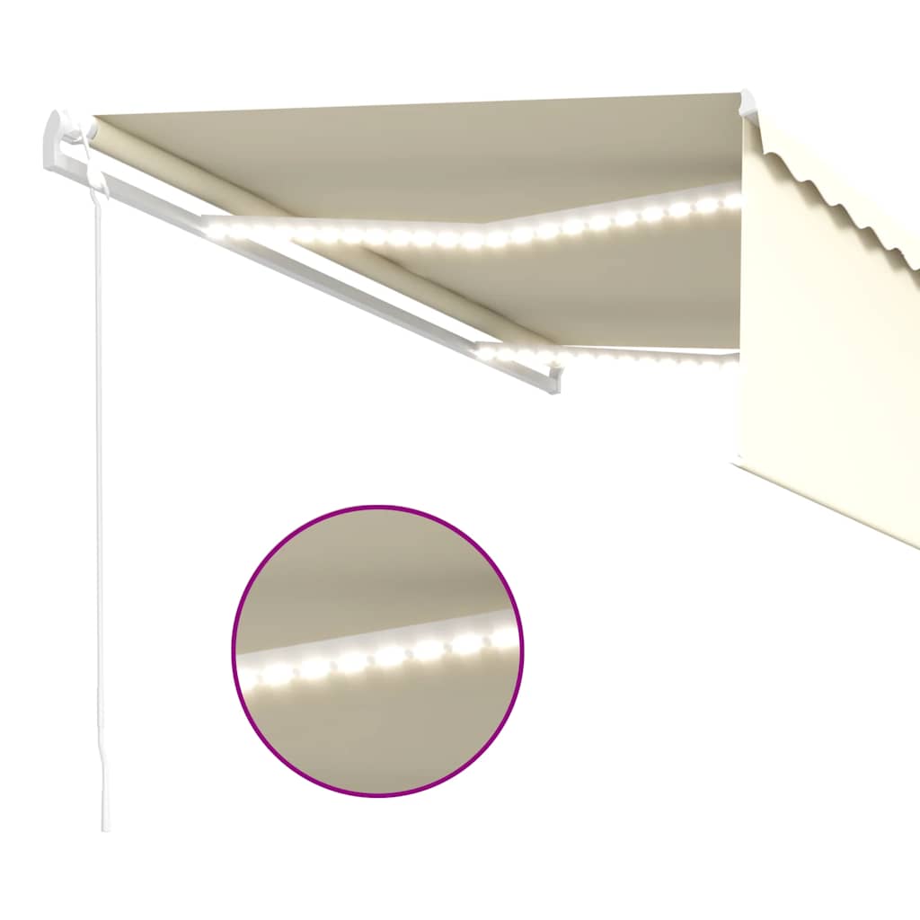 Markise Automatisch mit Rollo LED Windsensor 4x3 m Creme