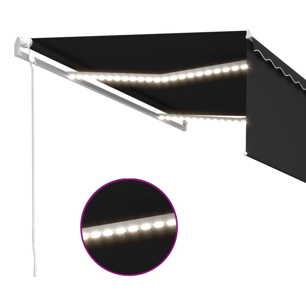 Markise Automatisch mit Rollo LED Windsensor 4x3 m Anthrazit