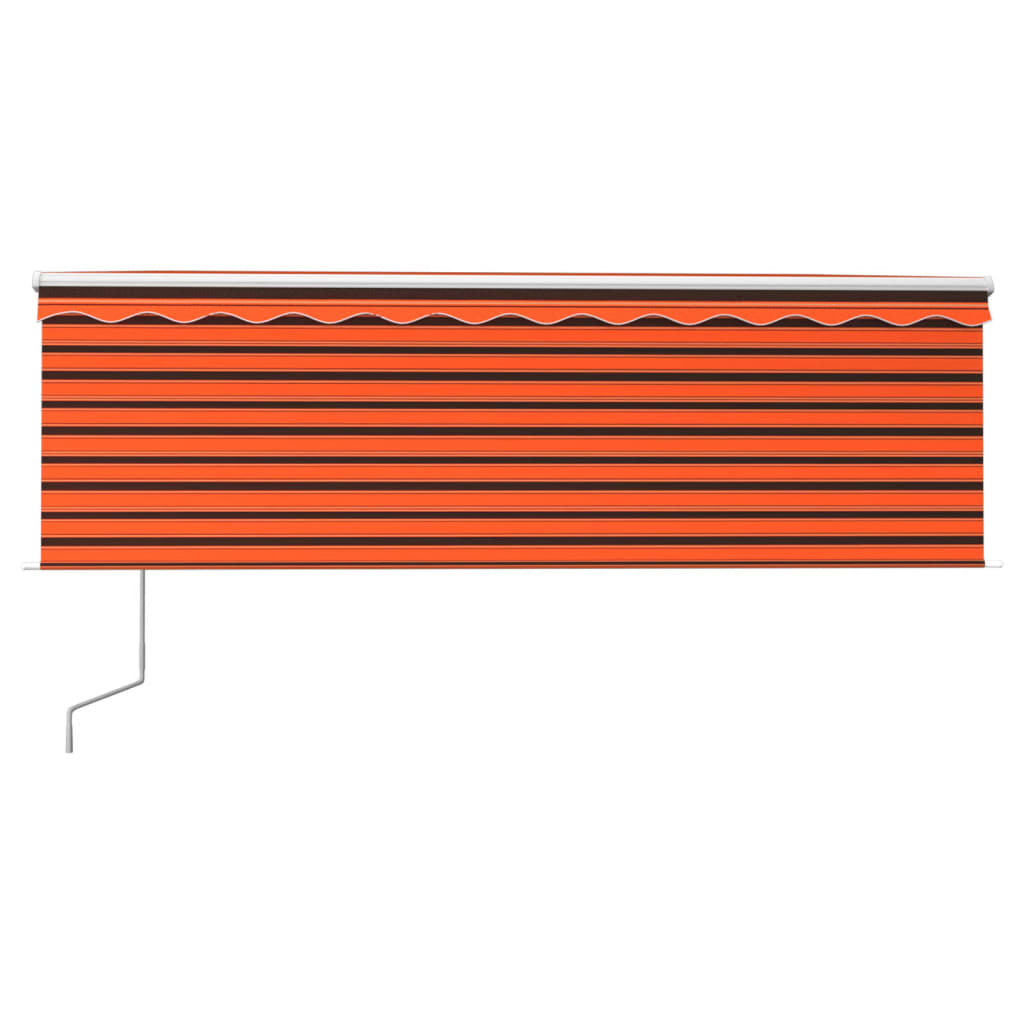 Markise Automatisch mit Rollo LED Windsensor 4x3 m Orange Braun