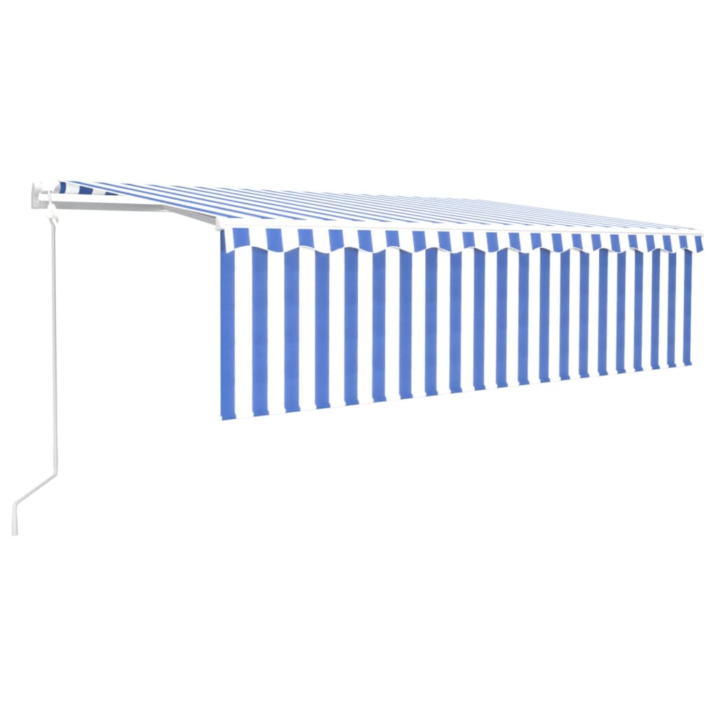 Markise Automatisch mit Rollo LED Windsensor 5x3m Blau & Weiß