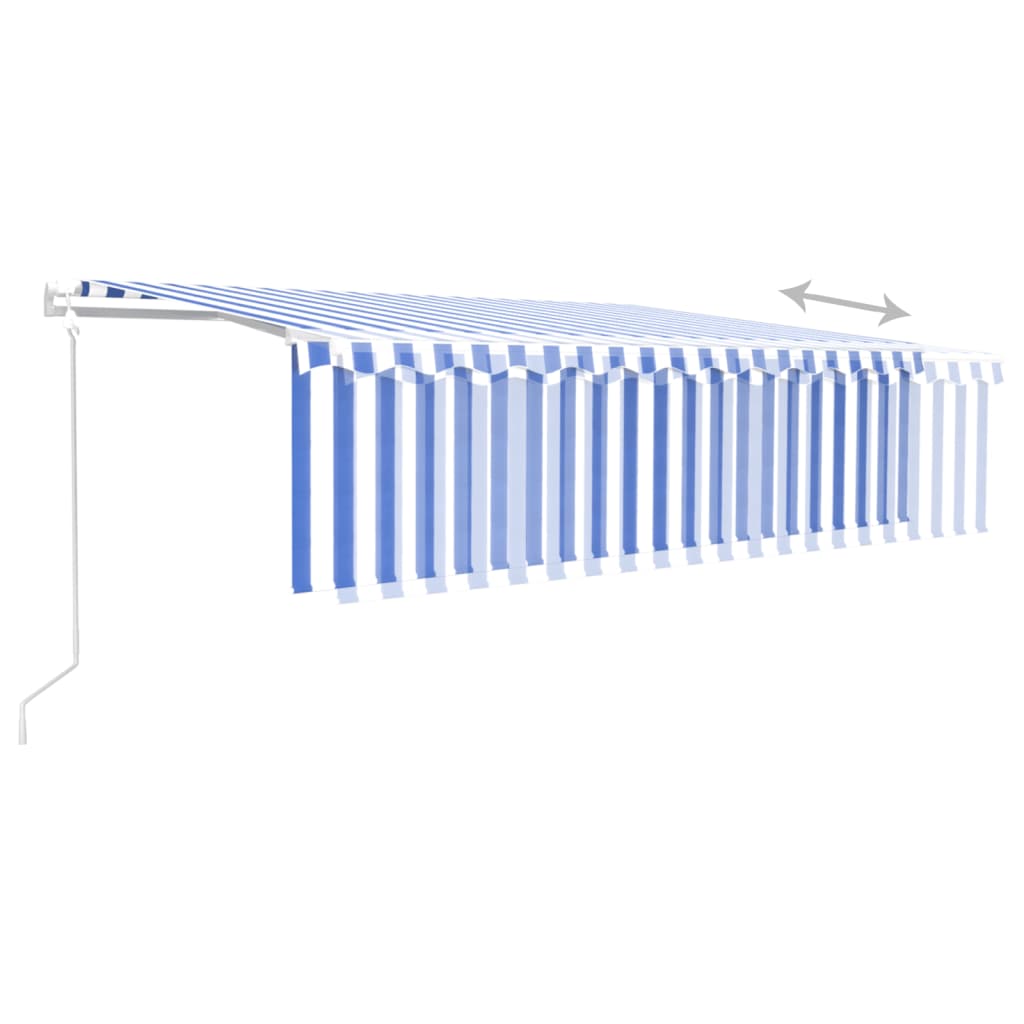Markise Automatisch mit Rollo LED Windsensor 5x3m Blau & Weiß