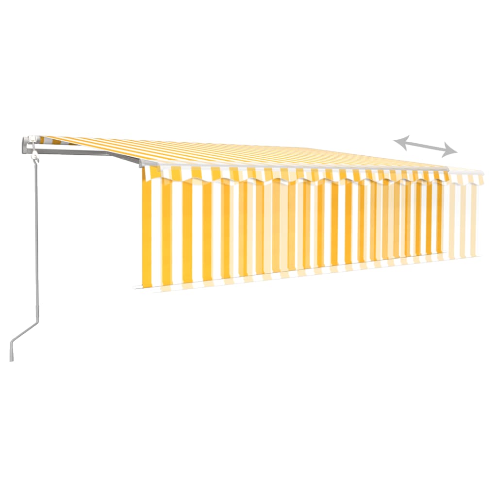 Markise Automatisch mit Rollo LED Windsensor 5x3m Gelb & Weiß