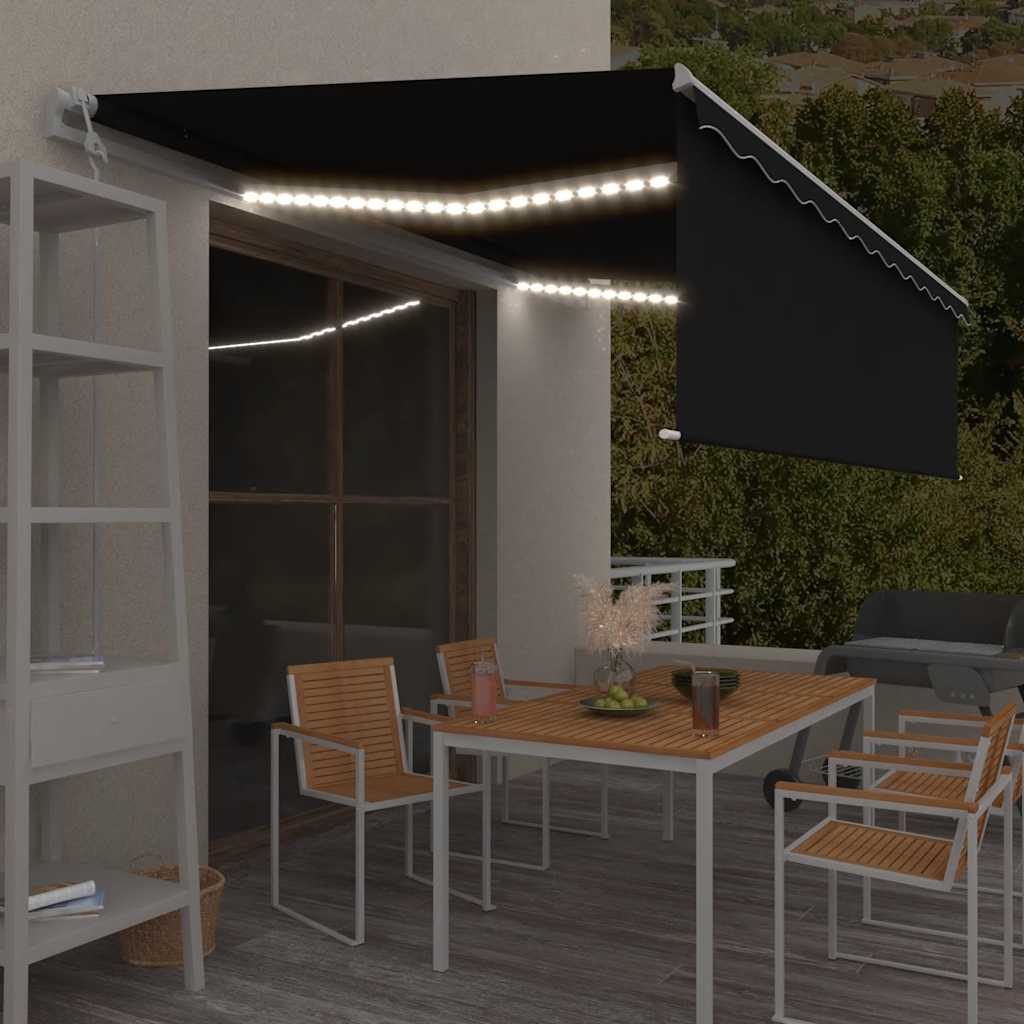 Markise Automatisch mit Rollo LED Windsensor 5x3m Anthrazit