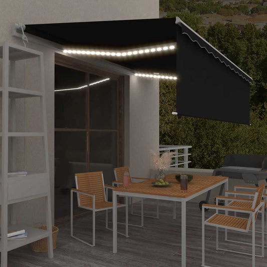 Markise Automatisch mit Rollo LED Windsensor 5x3m Anthrazit