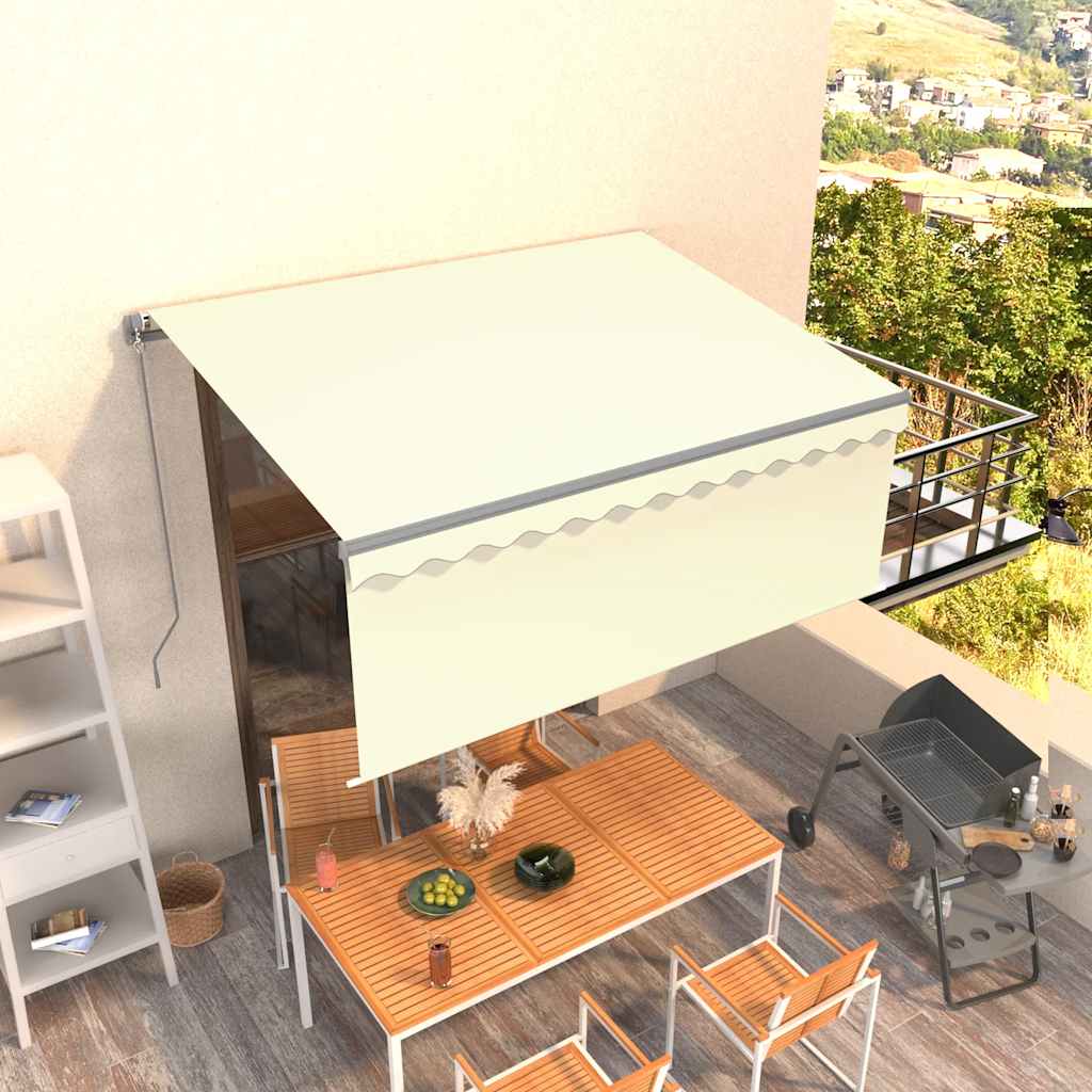 Markise Manuell Einziehbar mit Rollo 3x2,5 m Creme