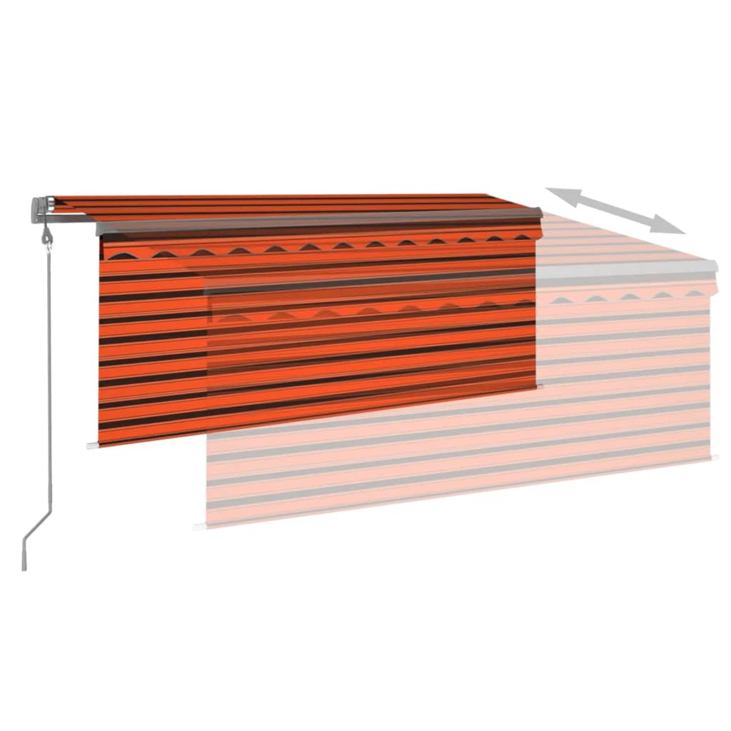 Markise Automatisch Einziehbar mit Volant 3x2,5m Orange & Braun