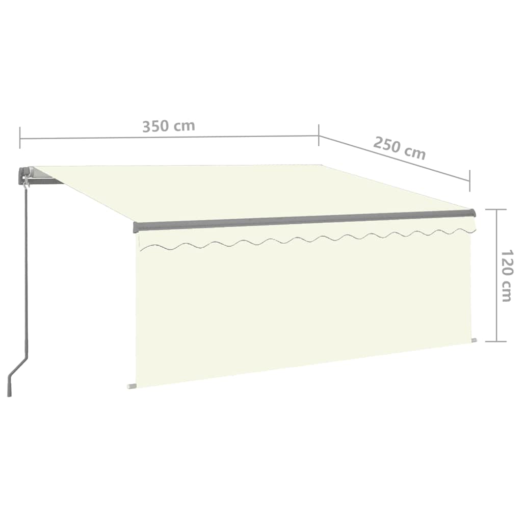 Markise Manuell Einziehbar mit Rollo 3,5x2,5 m Creme