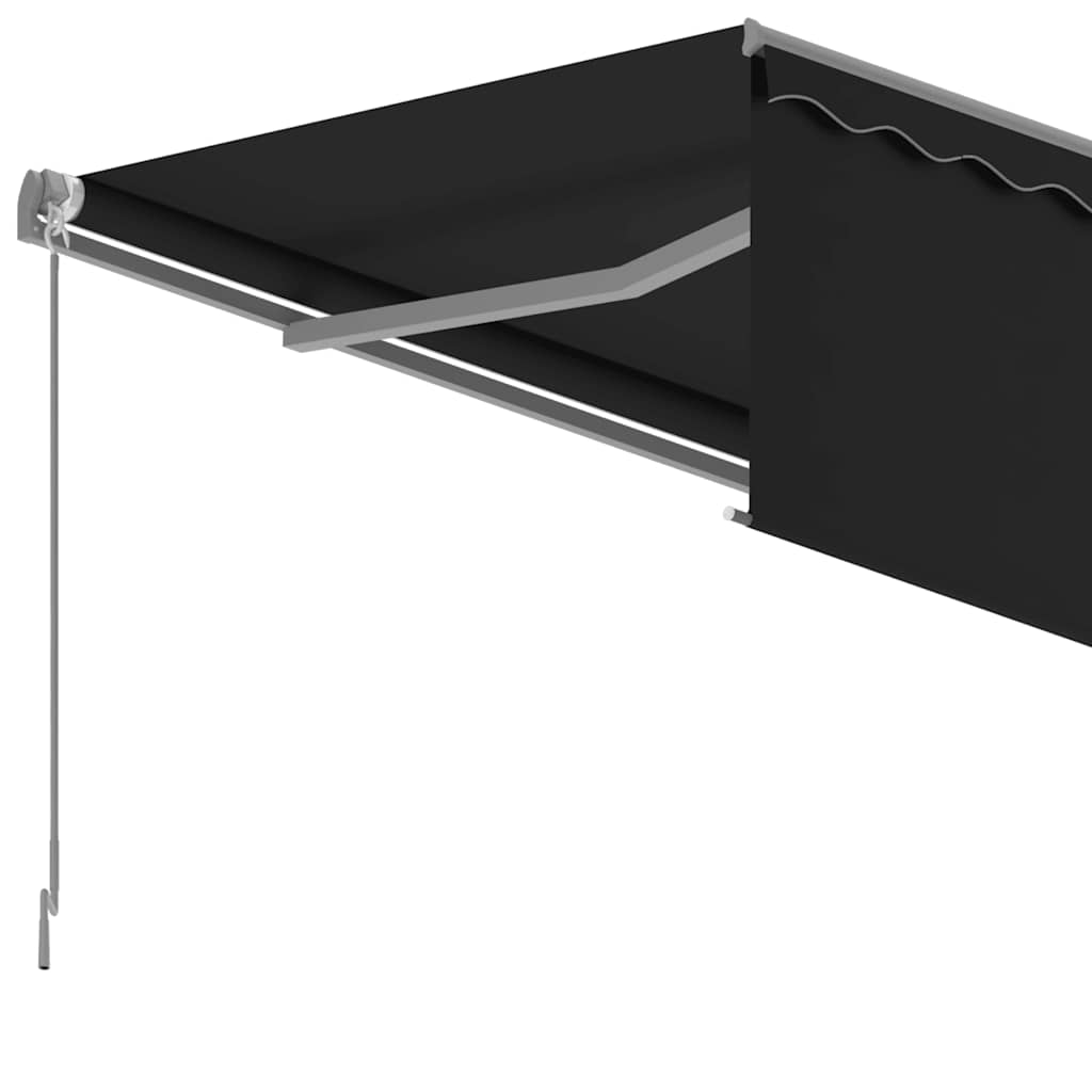 Markise Manuell Einziehbar mit Rollo 3,5x2,5 m Anthrazit