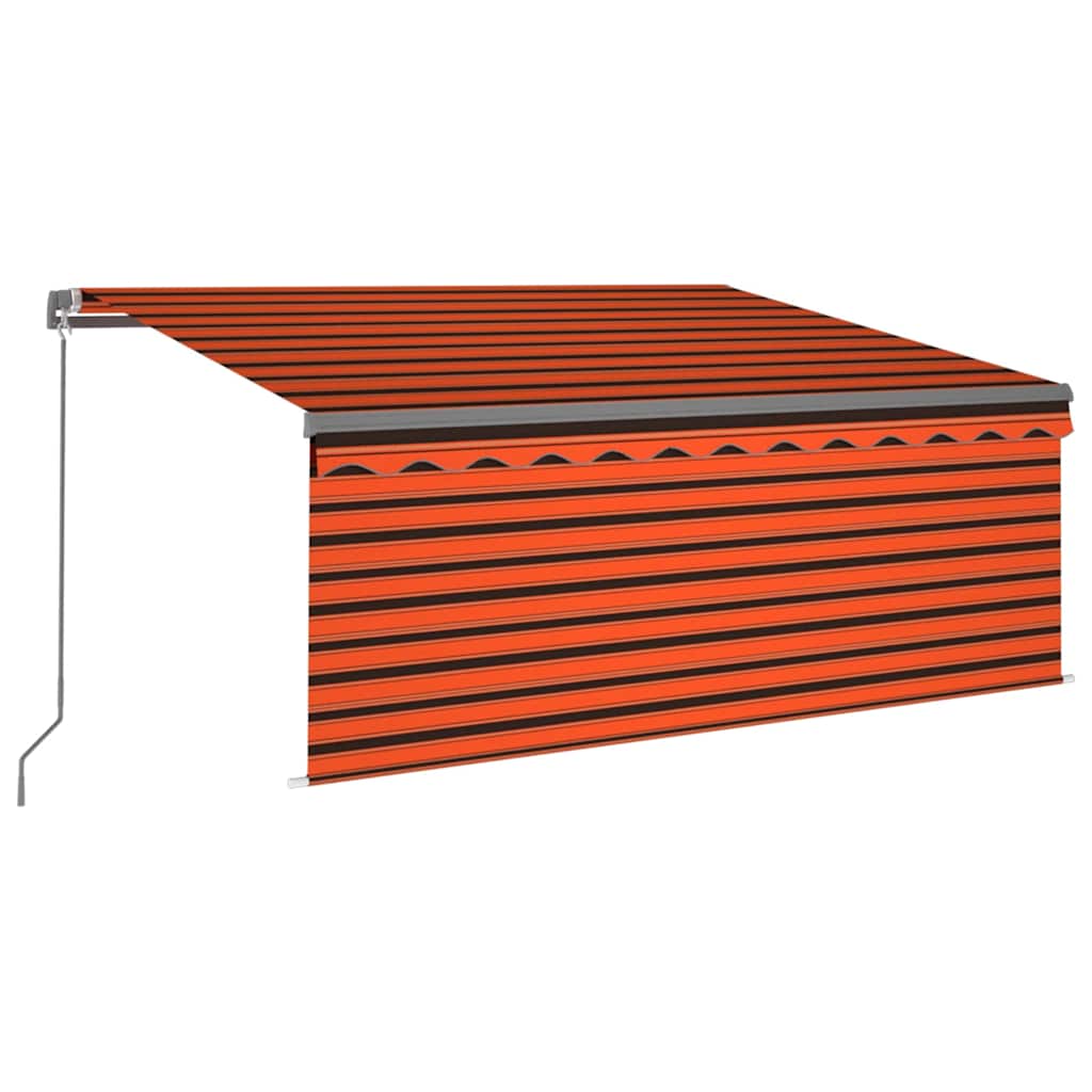 Markise Manuell Einziehbar mit Rollo LED 3,5x2,5 m Orange Braun