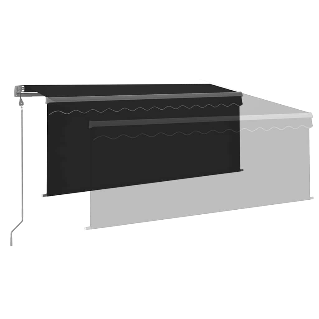 Markise Automatisch Einziehbar mit Volant 3,5x2,5 m Anthrazit