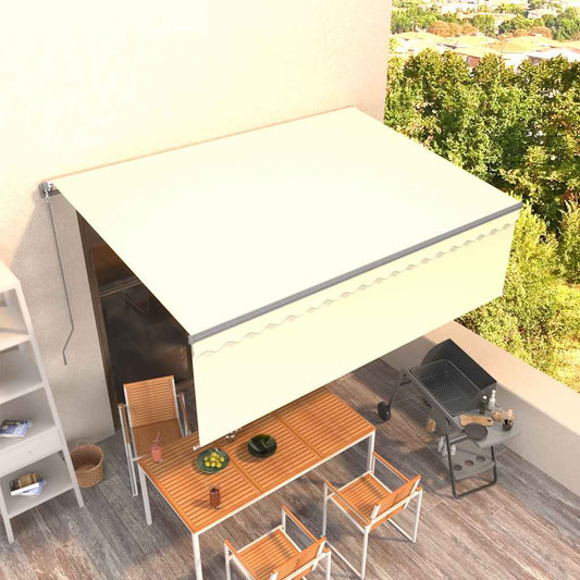 Markise Manuell Einziehbar mit Rollo 4x3 m Creme