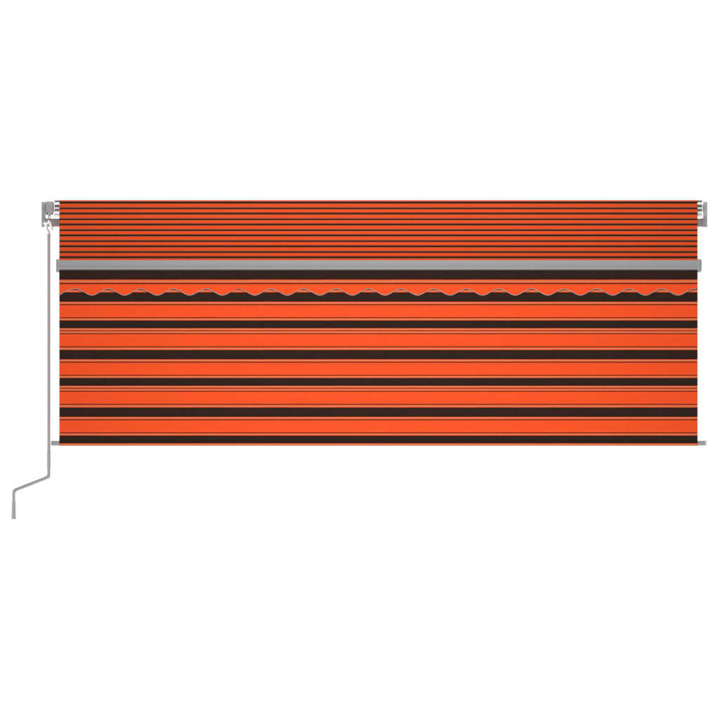 Markise Manuell Einziehbar mit Rollo & LED 4x3 m Orange Braun