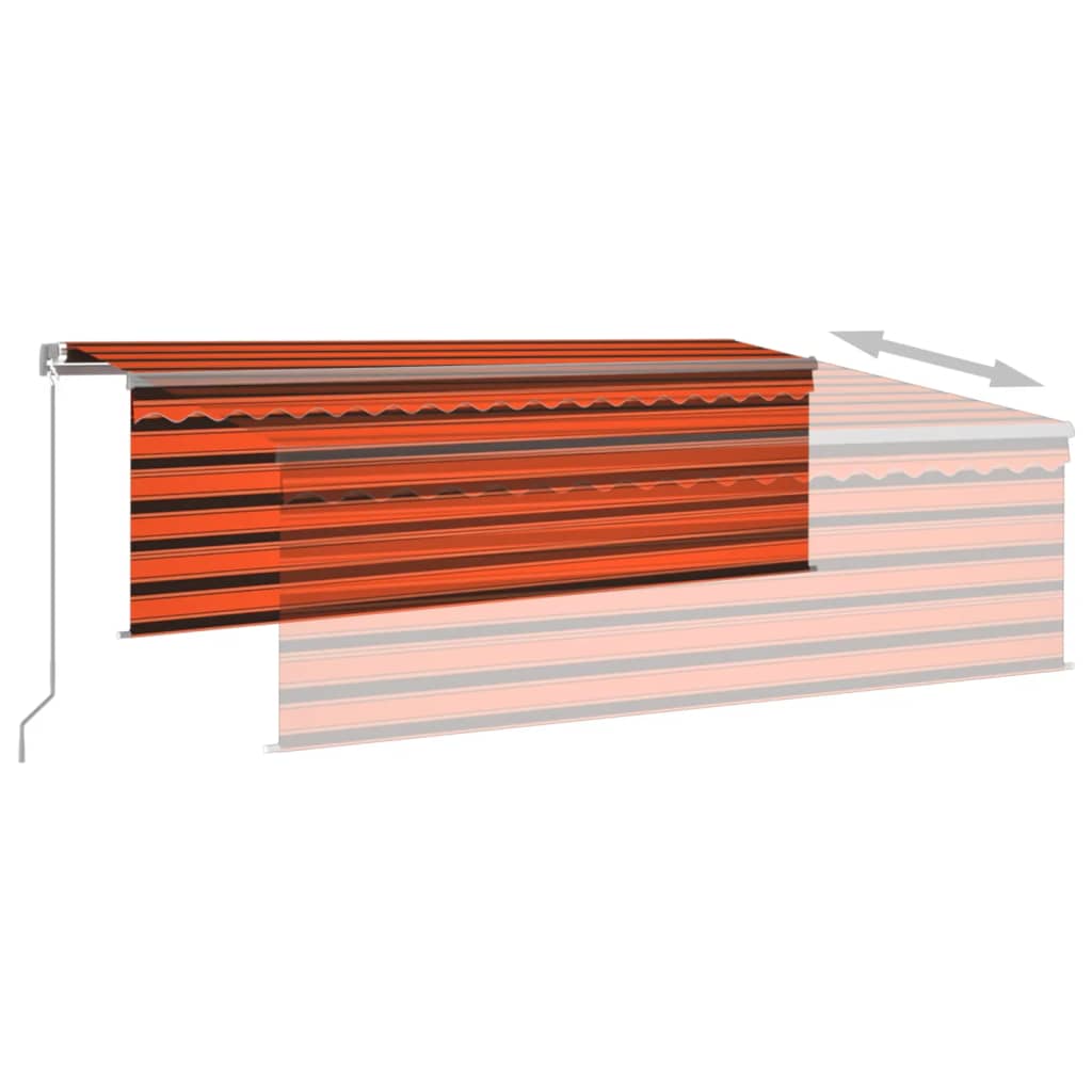 Markise Manuell Einziehbar mit Rollo & LED 4x3 m Orange Braun