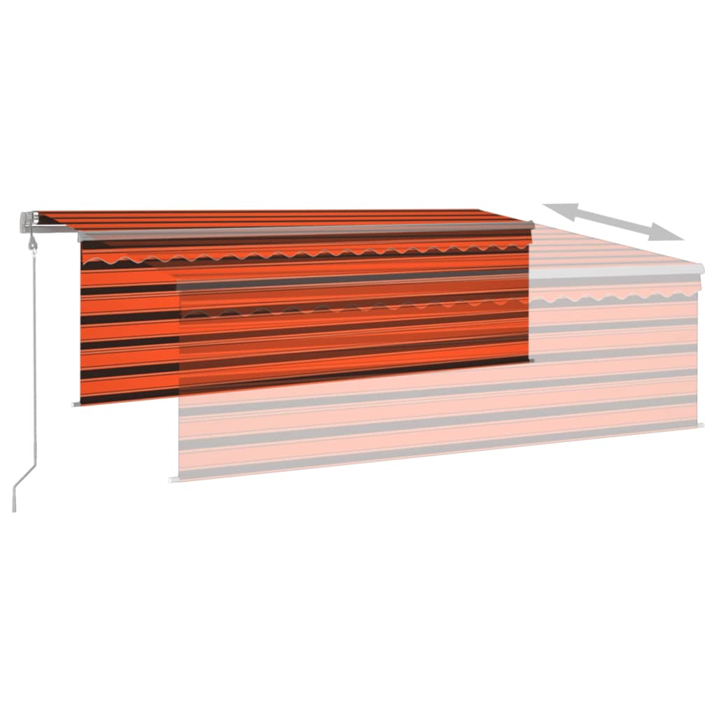 Markise Automatisch Einziehbar mit Volant 4x3m Orange und Braun