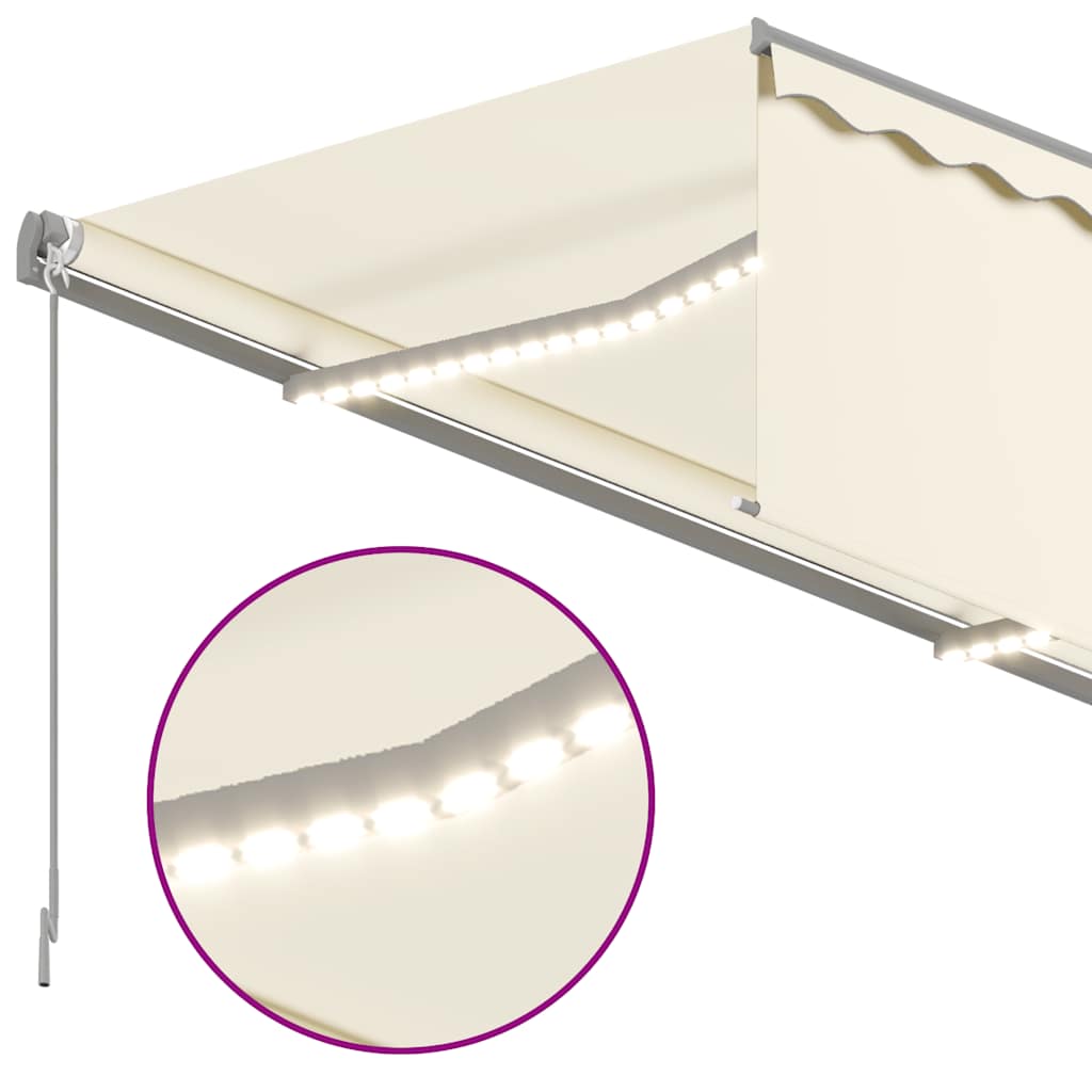 Markise Automatisch mit Rollo LED Windsensor 4x3 m Creme