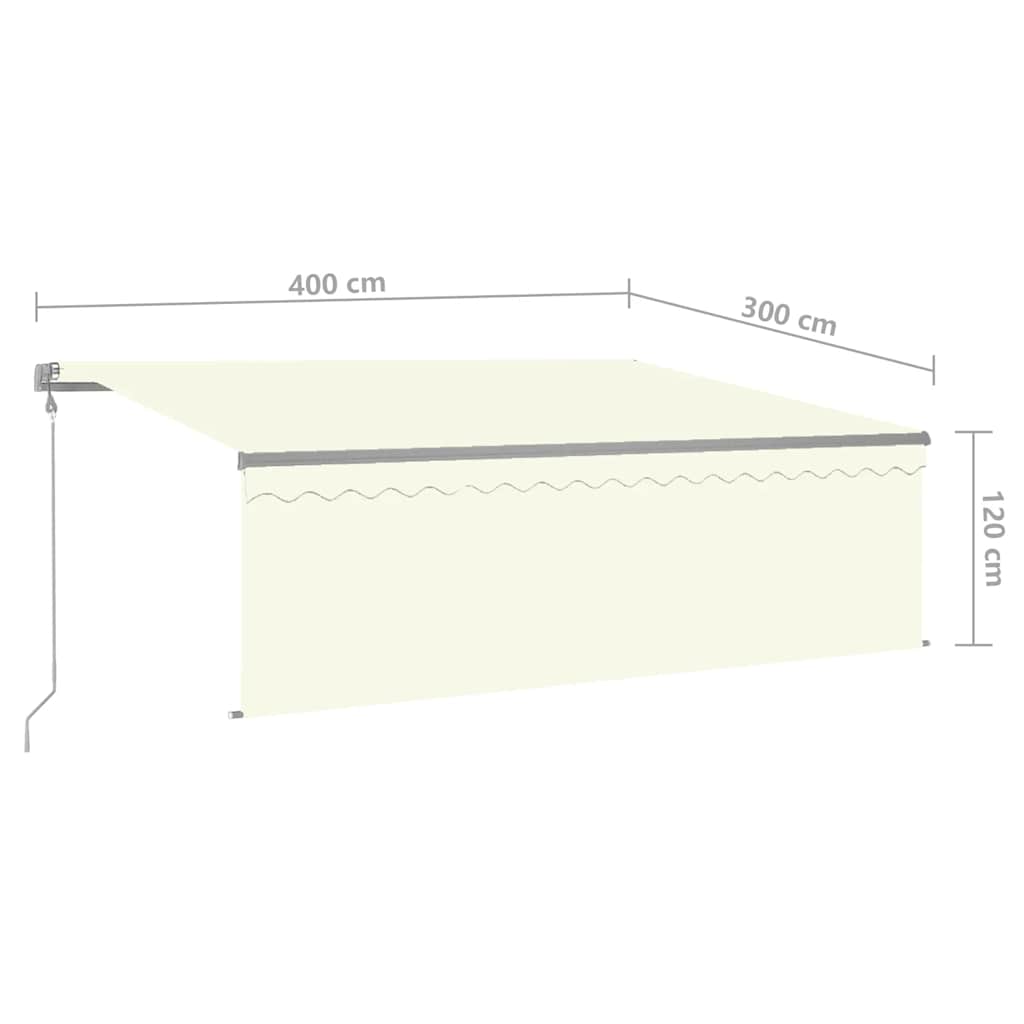 Markise Automatisch mit Rollo LED Windsensor 4x3 m Creme