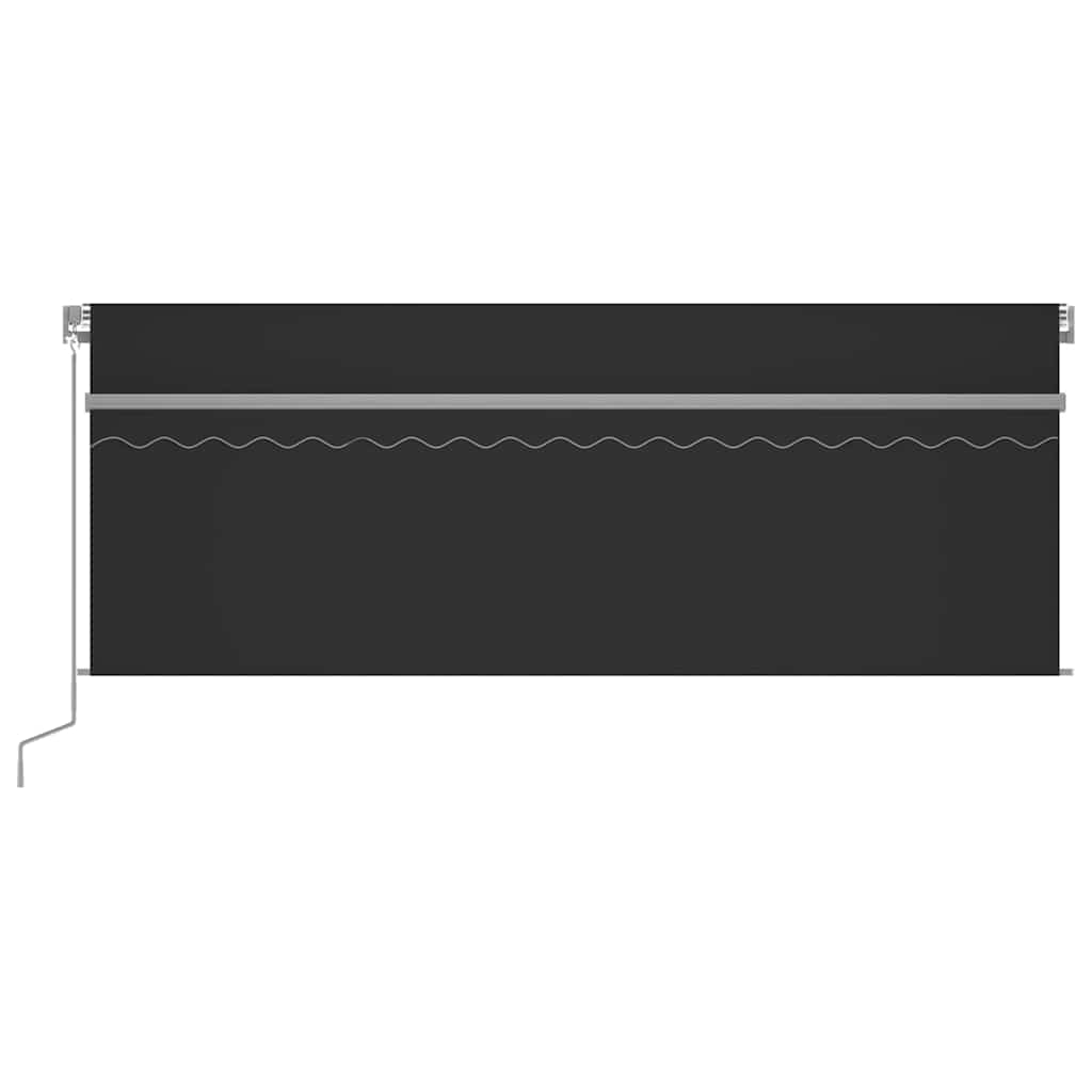Markise Manuell Einziehbar mit Rollo & LED 4,5x3 m Anthrazit