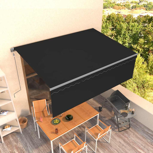 Markise Automatisch Einziehbar mit Volant 4,5x3 m Anthrazit