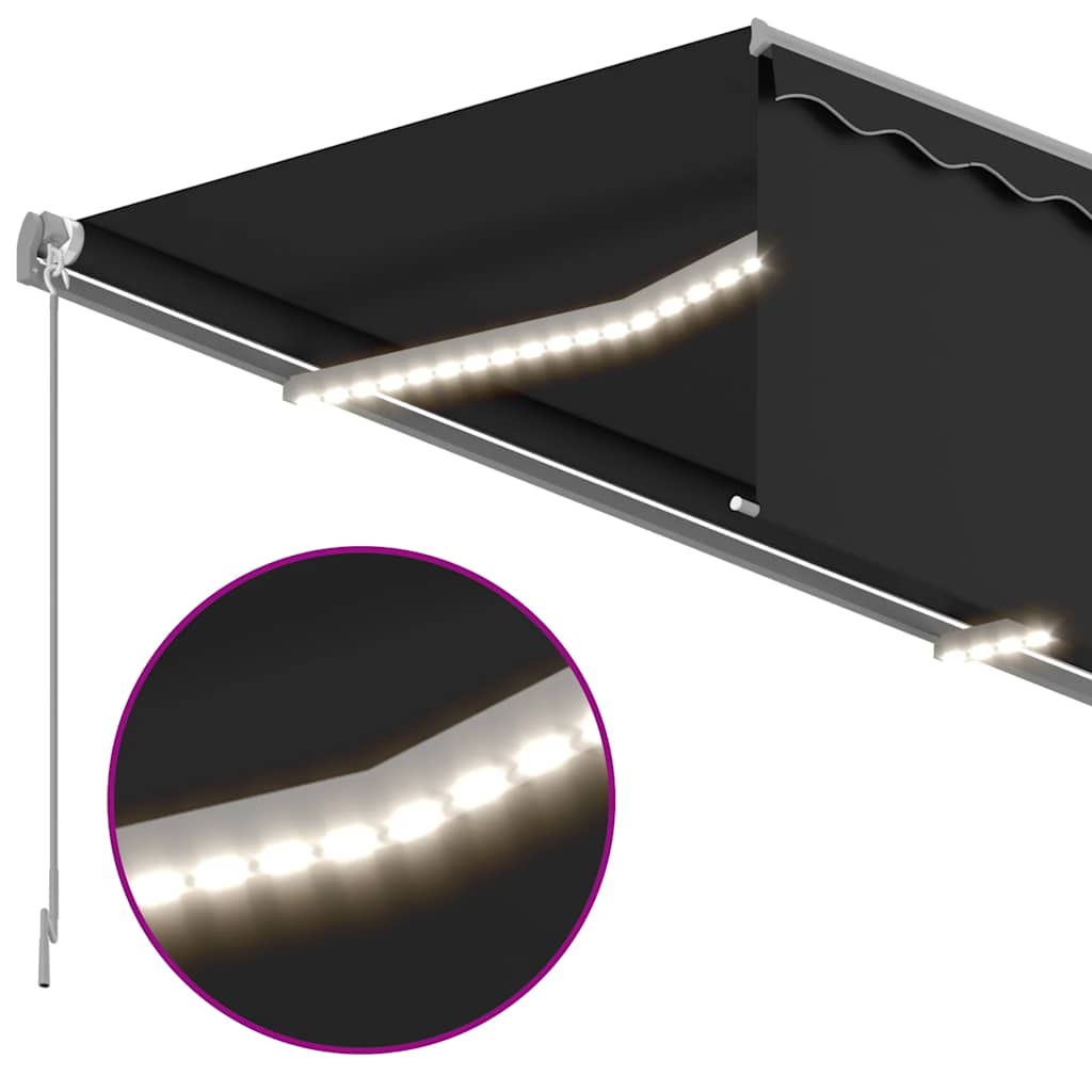 Markise Automatisch mit Rollo LED Windsensor 4,5x3 m Anthrazit