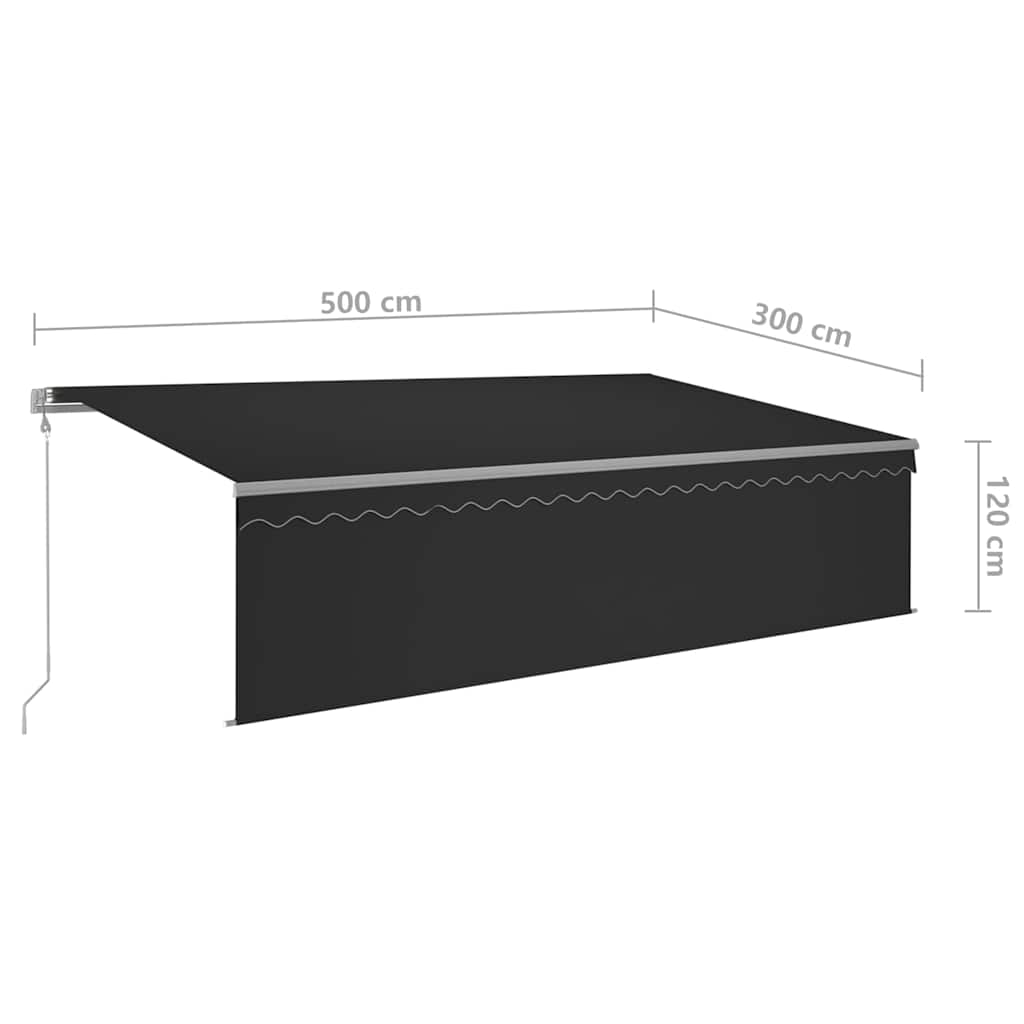 Markise Automatisch Einziehbar mit Volant 5x3 m Anthrazit