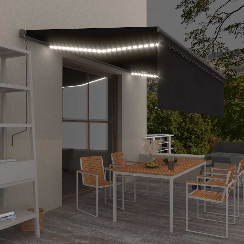 Markise Automatisch mit Rollo LED Windsensor 5x3m Anthrazit
