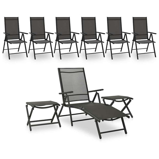 9-tlg. Garten-Lounge-Set Schwarz und Anthrazit