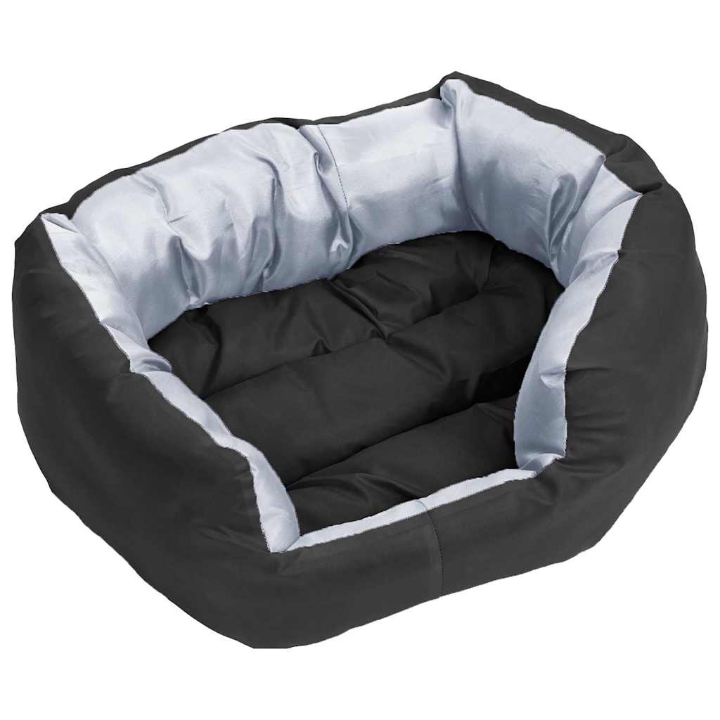 Wendbares & waschbares Hundekissen Grau und Schwarz 65x50x20 cm