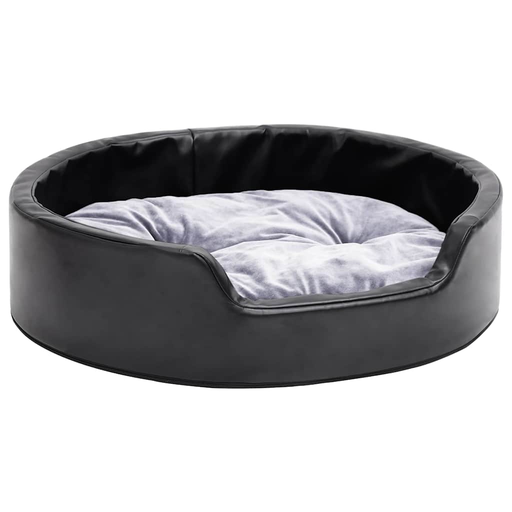 Hundebett Schwarz-Grau 69x59x19 cm Plüsch und Kunstleder