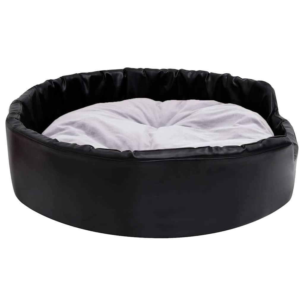 Hundebett Schwarz-Grau 90x79x20 cm Plüsch und Kunstleder