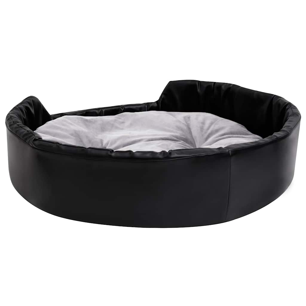 Hundebett Schwarz-Grau 90x79x20 cm Plüsch und Kunstleder