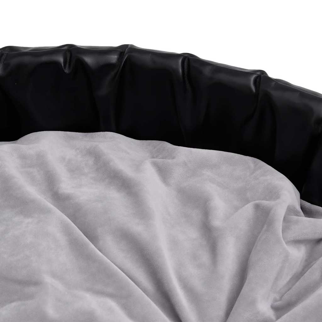 Hundebett Schwarz-Grau 99x89x21 cm Plüsch und Kunstleder
