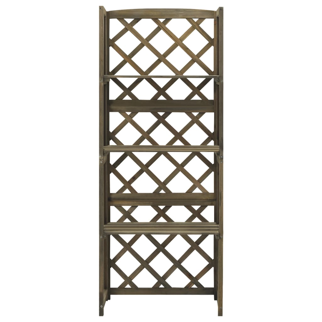 Spalier mit Ablagen Grau 55x30x140 cm Massivholz Tanne