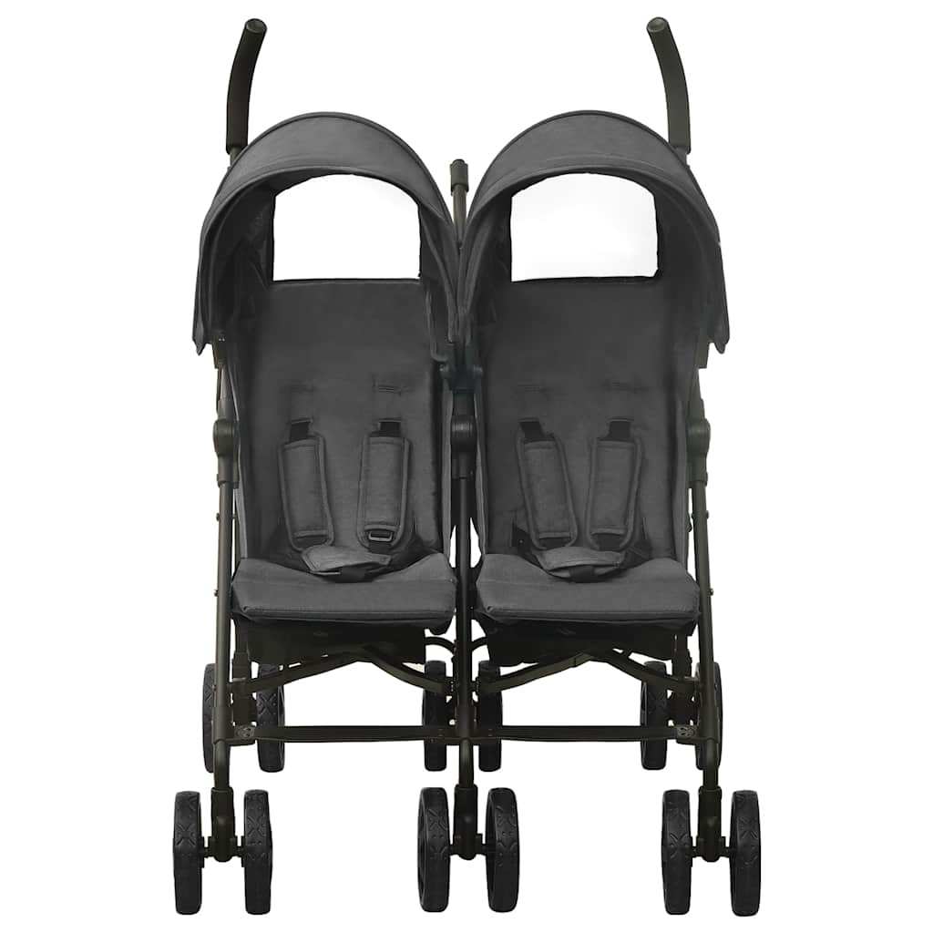 Poussette double anthracite acier