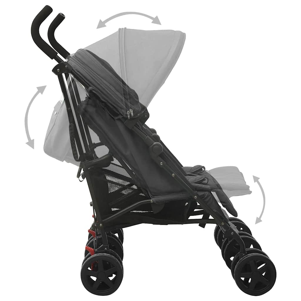 Poussette double anthracite acier