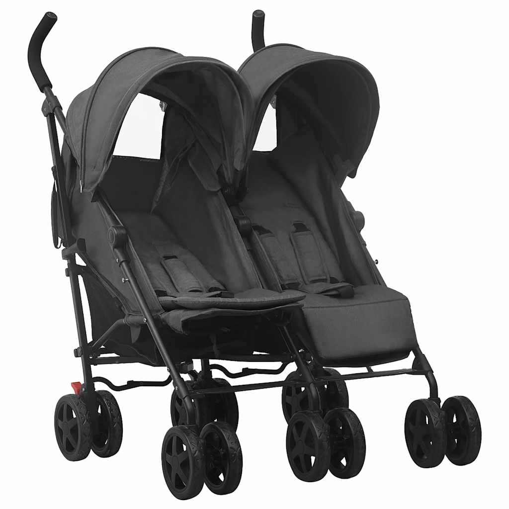 Poussette double anthracite acier