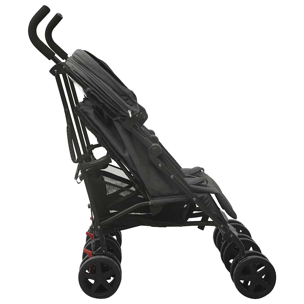 Poussette double anthracite acier