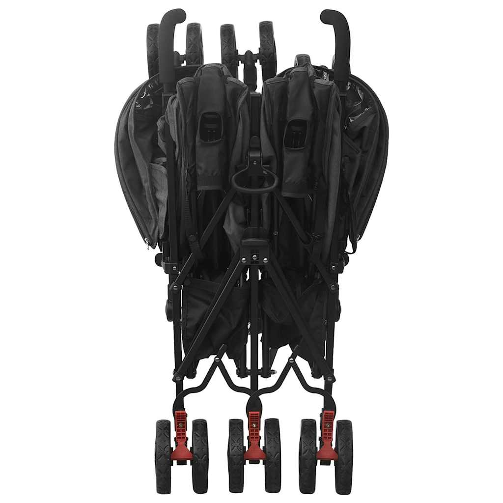 Poussette double anthracite acier