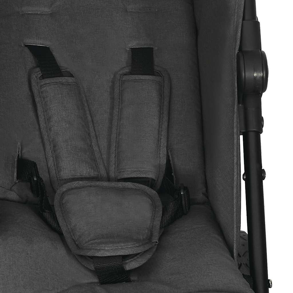 Poussette double anthracite acier